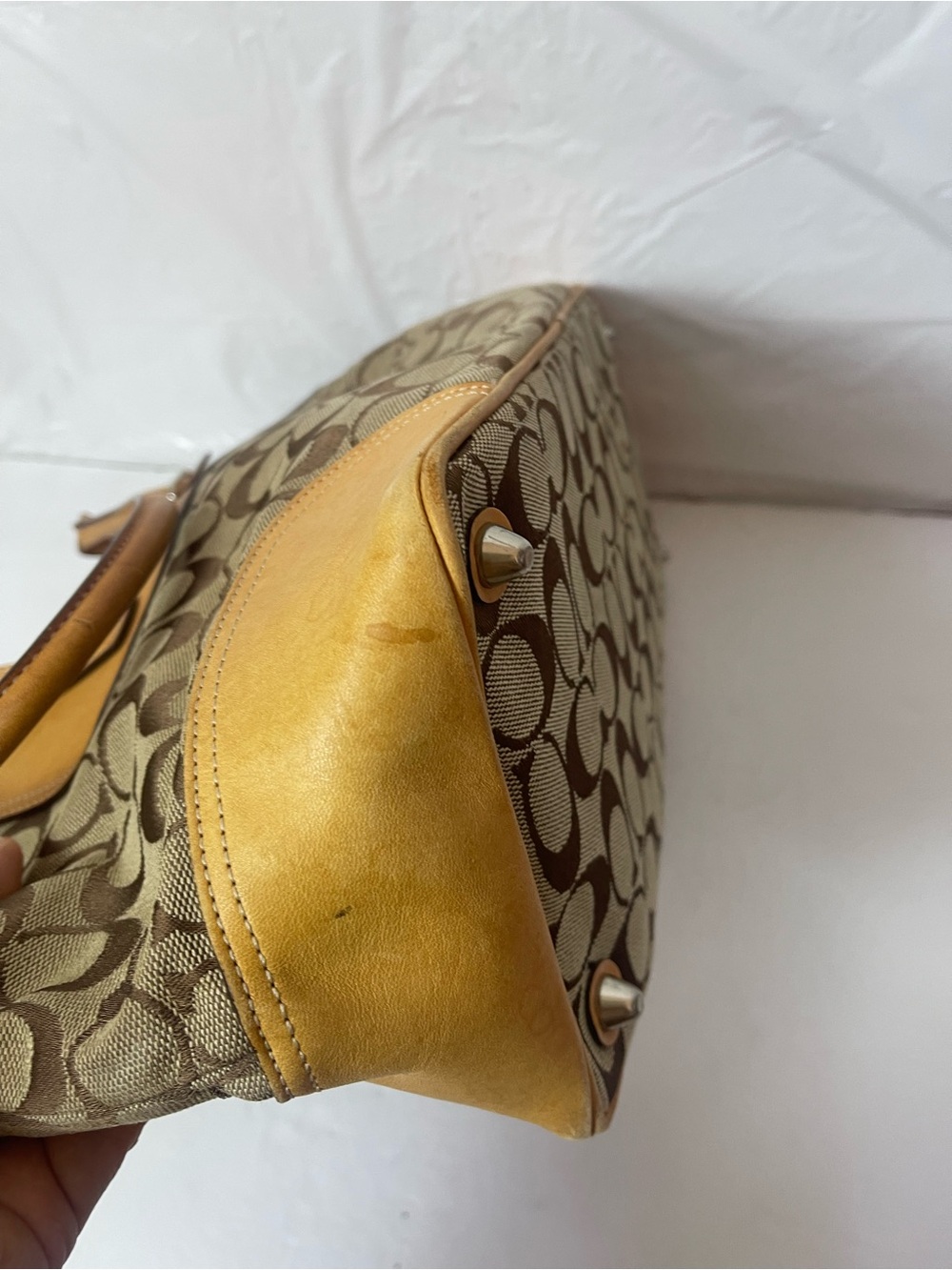 Vintage Coach Hampton Signature Jacquard and Leather tote 6367 - Picture 4 of 12